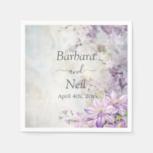 Watercolor Floral Lavender Wedding Napkins