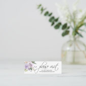 Watercolor Floral Lavender Wedding WEBSITE Info Mini Business Card (Standing Front)