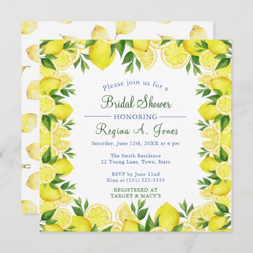 Watercolor Floral lemon fruit seamless border