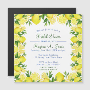 Watercolor Floral Lemon Fruit Vintage Aesthetic Magnetic Invitation