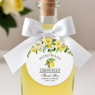Watercolor Floral Lemon Limoncello Thanks Favor Tags
