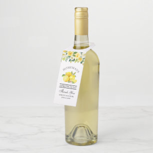 Watercolor Floral Lemons Limoncello Wedding Bottle Hanger Tag