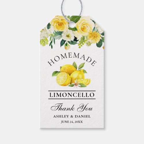 Watercolor Floral Lemons Limoncello Wedding Gift Tags