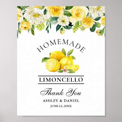Watercolor Floral Lemons Limoncello Wedding Poster