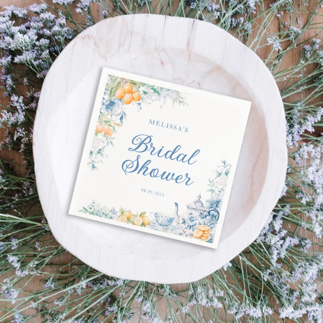 Watercolor Floral & Lemons Tea Party Bridal Shower Napkins (Creator Uploaded)