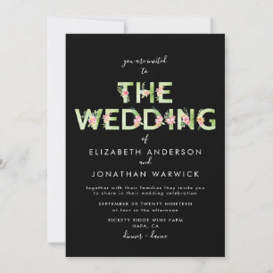 Watercolor Floral Letters Wedding Invitation