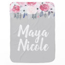 Watercolor Floral Light Gray Quilt Girly Baby Blanket Watercolor Floral Light Gray Quilt Girly Baby Blanket