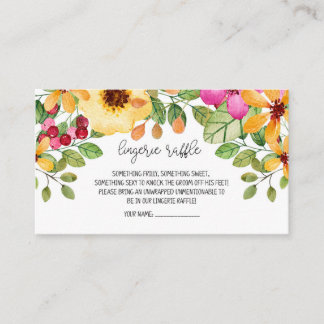 Watercolor Floral Lingerie Raffle Card
