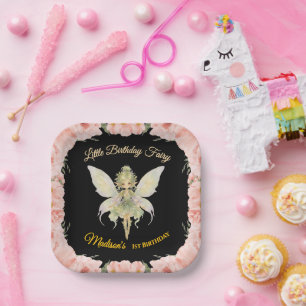 Watercolor Floral Little Fairy Birthday Paper Plates