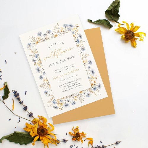 Watercolor Floral Little Wildflower Baby Shower Invitation