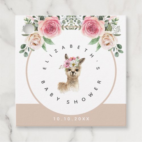 Watercolor Floral Llama Gender Neutral Baby Shower Favor Tags