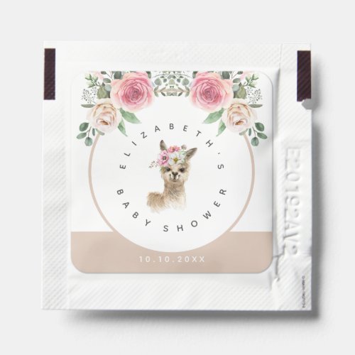 Watercolor Floral Llama Gender Neutral Baby Shower Hand Sanitizer Packet