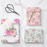 Watercolor floral llama wrapping paper sheets