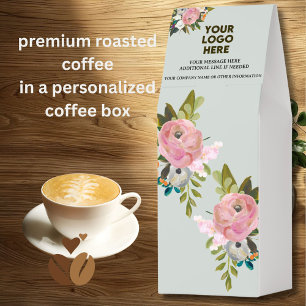 WATERCOLOR FLORAL LOGO BUSINESS PROMOTIONAL ROASTED COFFEE