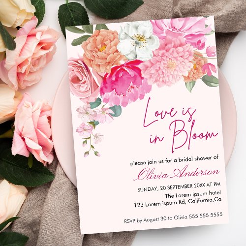 Watercolor Floral Love is in Bloom Bridal Shower Invitation