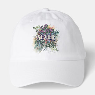 Watercolor Floral Love Never Fails Scripture Hat