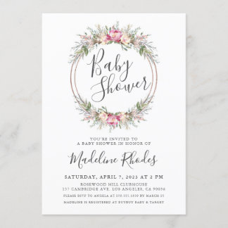 Watercolor Floral Lush Baby Shower Invitation