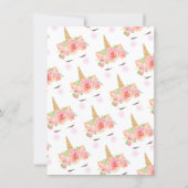 Watercolor Floral Magical Unicorn Girl Baby Shower Invitation (Back)