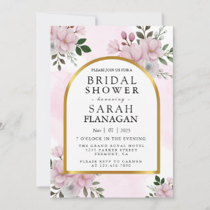 Watercolor Floral Magnolia Arch Bridal shower Invitation
