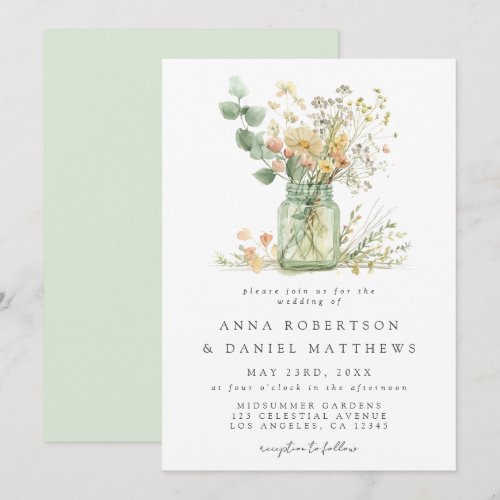 Watercolor Floral Mason Jar Wedding