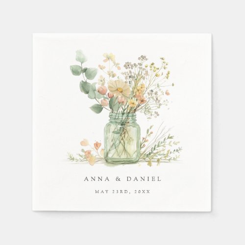 Watercolor Floral Mason Jar Wedding