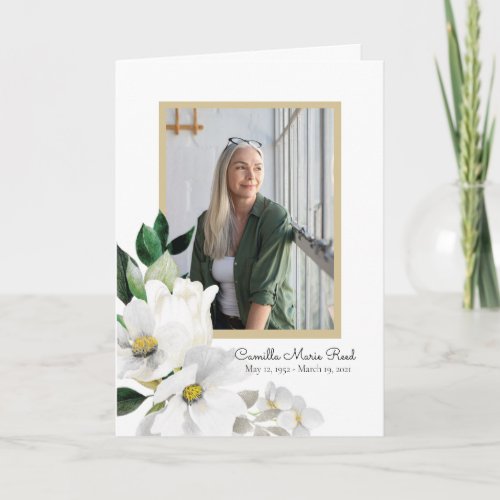 Watercolor Floral Memorial Program