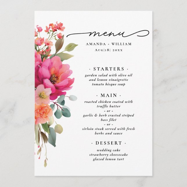 Watercolor Floral Menu (Front)