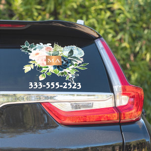 Watercolor floral metallic copper monogrammed sticker