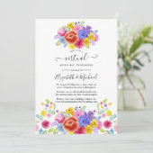 Watercolor Floral Mexican Fiesta Virtual Wedding Invitation (Standing Front)