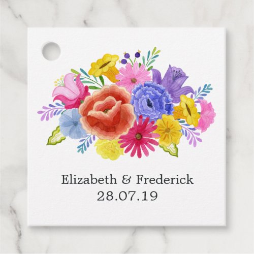 Watercolor Floral Mexican Fiesta Wedding Favor Tags