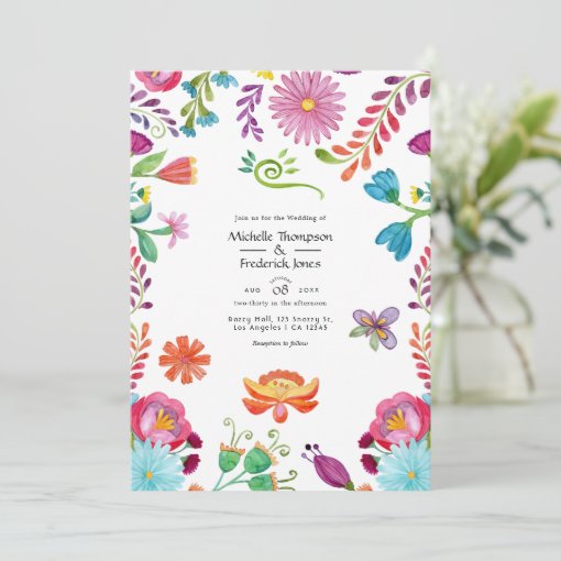 Watercolor Floral Mexican Fiesta Wedding Invitation | Zazzle