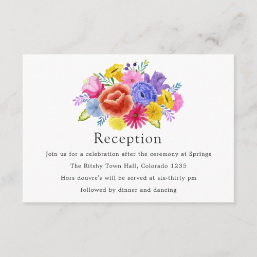 Watercolor Floral Mexican Fiesta Wedding Reception Enclosure Card