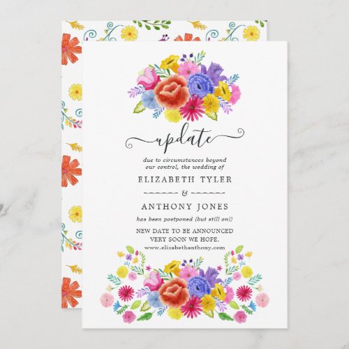 Watercolor Floral Mexican Fiesta Wedding Update Invitation