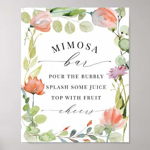 Watercolor Floral "Mimosa Bar" Shower Favor Print - Watercolor Floral "Mimosa Bar" Shower Favor Print