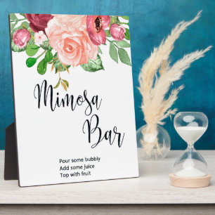 Watercolor Floral Mimosa Bar Wedding Sign Plaque