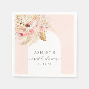 Watercolor Floral Modern arch Pampas Bridal Shower Napkins