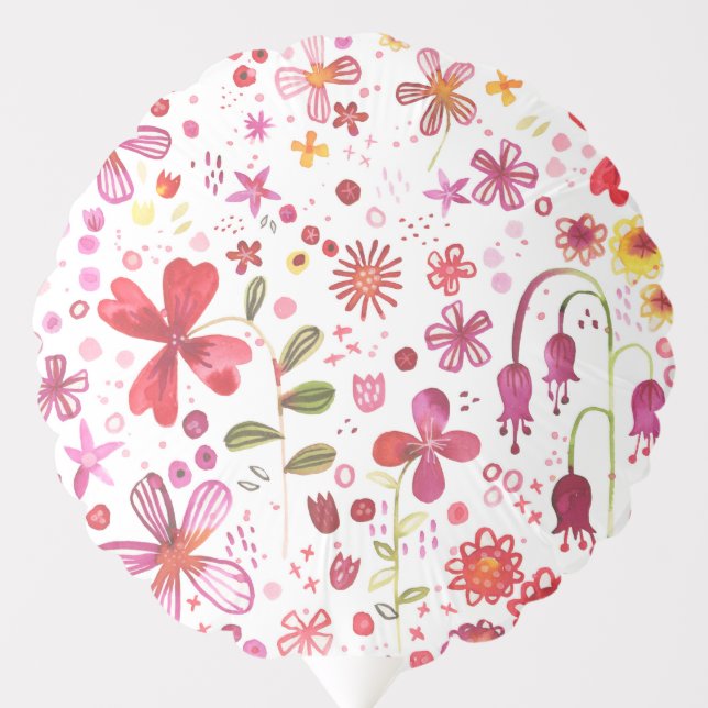 Watercolor Floral Modern Art Pattern Balloon (Front)