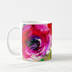 Watercolor Floral Modern Bold Bright Colorful Coffee Mug