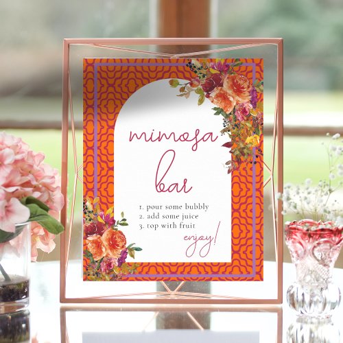 Watercolor Floral Modern Bridal Shower Mimosa Bar Poster