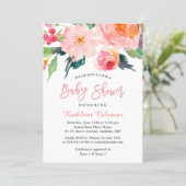 Watercolor Floral Modern Classy Baby Shower Invitation (Standing Front)