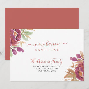 Watercolor floral modern elegant moving announcement