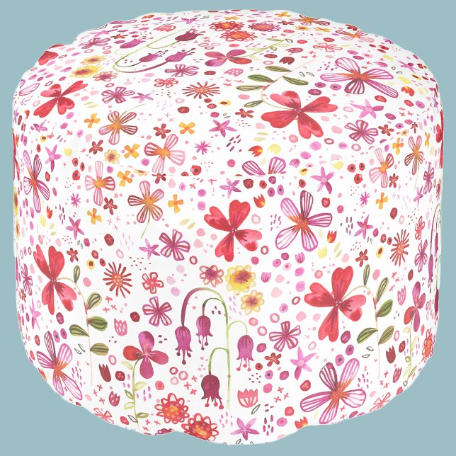 Watercolor Floral Modern Pouf (Creator Uploaded)
