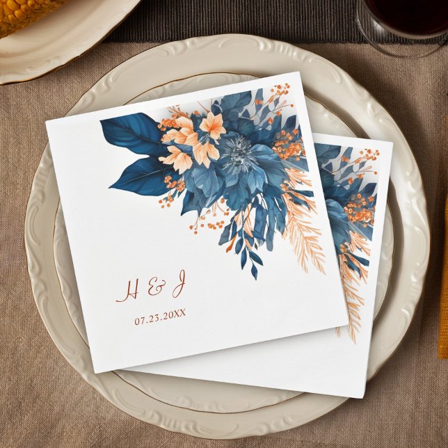 Watercolor Floral Modern Rustic Elegant Wedding Napkins (Watercolor Floral Modern Rustic Elegant Wedding Napkins)