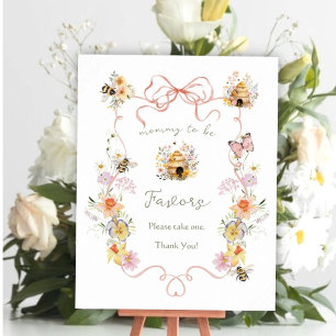 Watercolor Floral Mommy to Bee Baby Shower Favors Poster