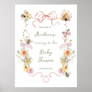 Watercolor Floral Mommy to Bee Baby Shower Welcome Poster