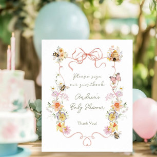 Watercolor Floral Mommy to Bee Sign Our Guestbook