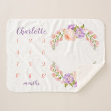 Watercolor Floral Monogram Baby Milestone Photo