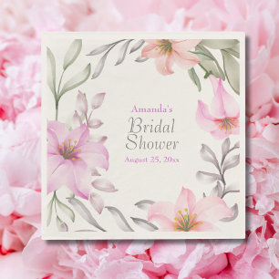 Watercolor Floral Monogram Bridal Shower Napkins