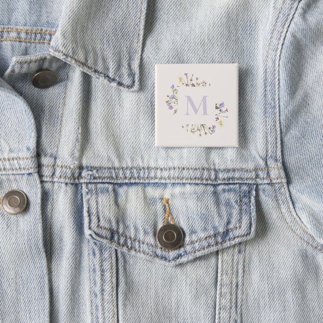watercolor floral monogram  button (In Situ)
