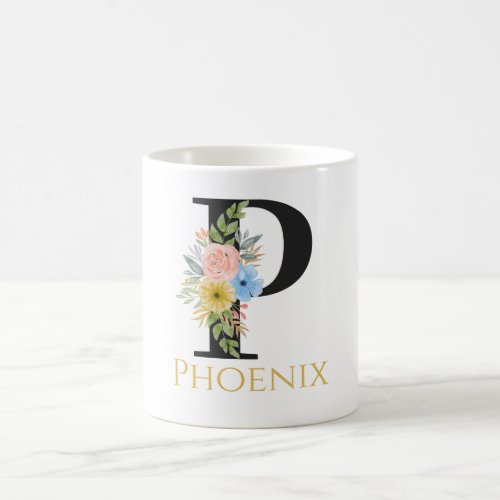 Watercolor Floral Monogram Coffee Mug